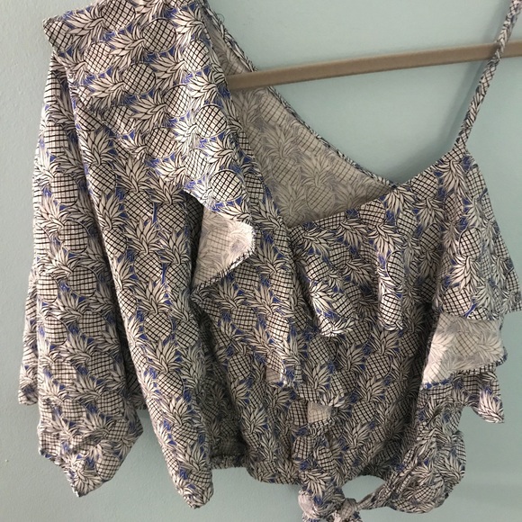 Anthropologie Maeve 1 Shoulder Pineapple Shirt NWT - Picture 3 of 7
